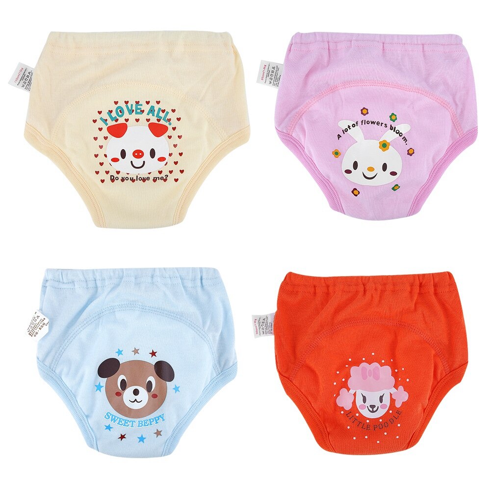 4Pcs Baby Cotton Cartoon Training Pants Panties Baby Diapers Cloth Diaper Nappies Washable Infants Children Underwear Nappy