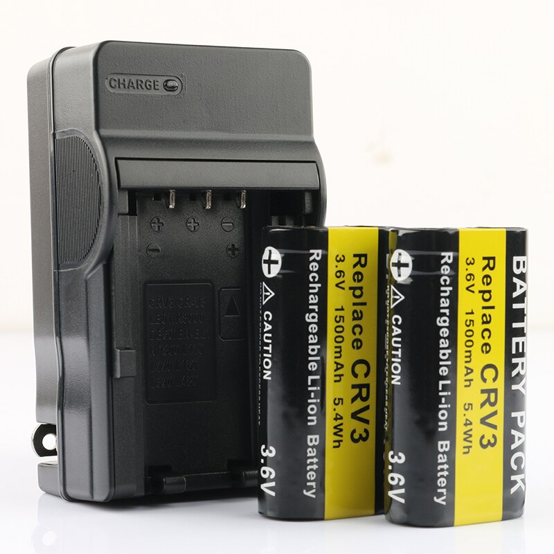 LANFULANG-batería recargable de iones de litio, cargador para CR-V3, CRV3, CR-V3P, CRV3P, KCRV3, LB-01, LB01, 3,6 V, 1500mAh, 2 uds.