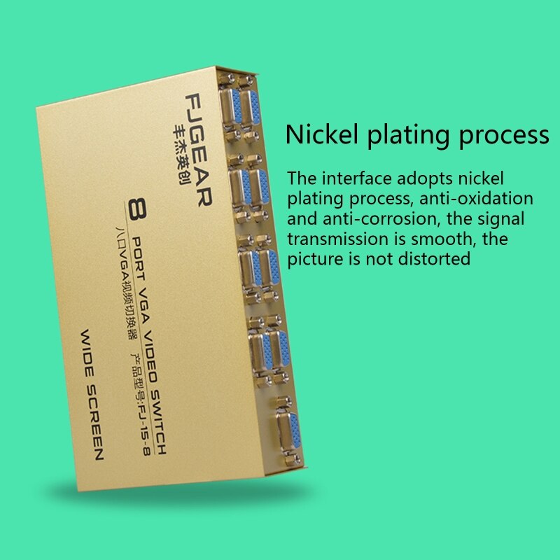 8 Port VGA Switch Video Switcher Box 1920*1440 250MHz 8 in 1 out Support Selector for PC Monitor TV Projector