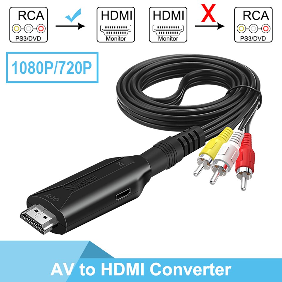 RCA AV CVSB Video zu HDMI Konverter Adapter Eingebauter Chip HDMI Video Konverter Kabel 1M/3,2FT 1080P Unterstützung NTSC Kumpel Für HDTV