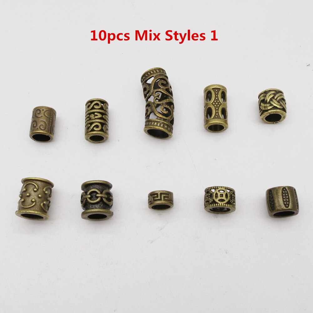 10 Stks/pak Brons Viking Verschillende 10 Stijlen Haar Vlecht Dread Baard Dreadlock Kralen Ringen Buis Voor Haar Accessoires