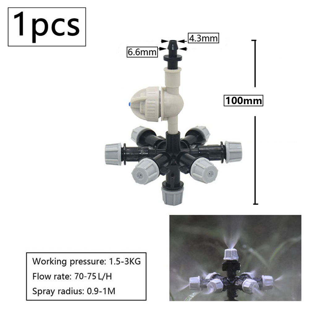 1/2" Mist Sprinkler 1/4/5/7-way Fog Sprinkler Nozzle Adjustable Misting Water Automatic Flower Watering Garden Atomizer: light green