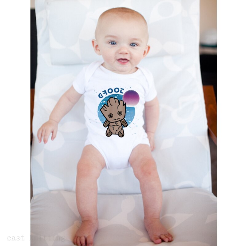 DERMSPE Casual Zomer Baby Boy Meisje Korte Mouw Letter Print Zes Katongrenw In De Blauwe Cirkel Romper Pasgeboren Baby kleding