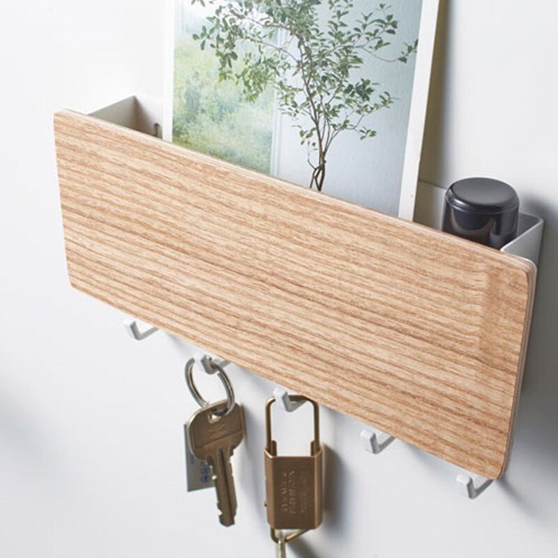 ATUCOHO Store tipo colgado en la pared de madera decorativo estante de pared caja de almacenamiento de artículos diversos colgador organizador llavero estante de madera para pared