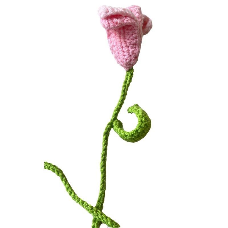 Flor de lirio hecha a mano, flor de simulación tejida, flor hecha a mano, tejido de hilo artesanal, ramo de ganchillo casero