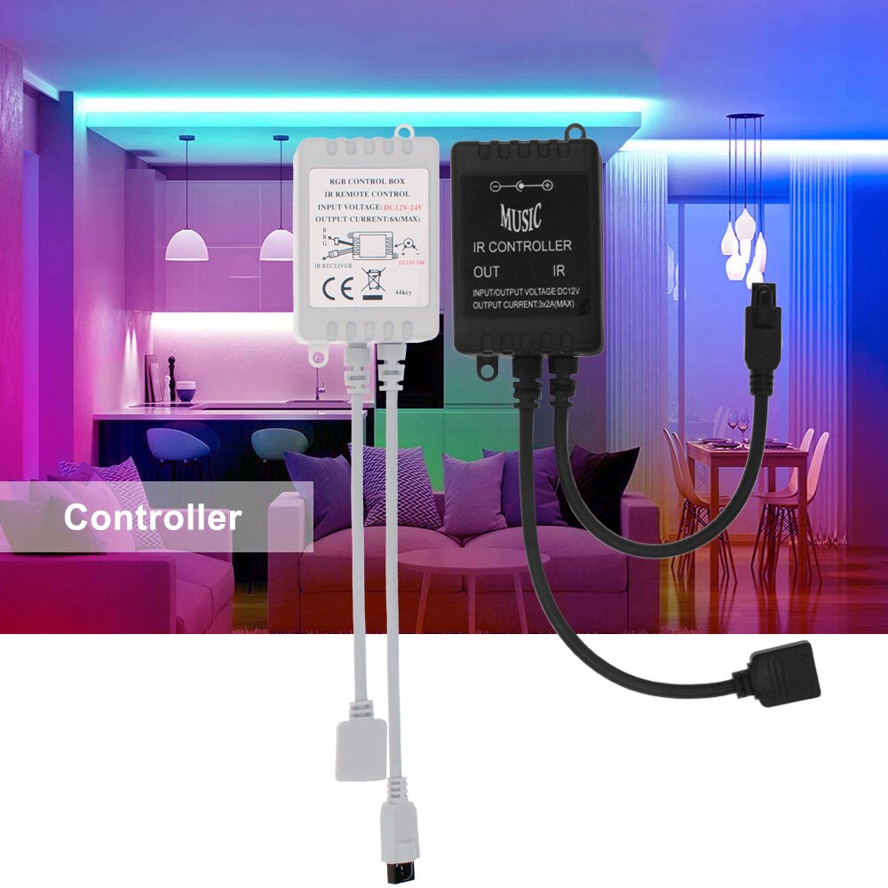Muzieksynchronisatie ledstripcontroller voor rgb 5050 2835 met 44 toetsen ir-afstandsbediening ledcontroller draadloze dimmer led-accessoires