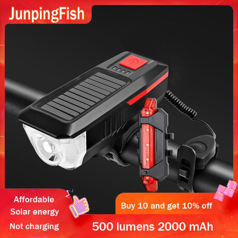 Neue Fahrrad MTB Licht Solar- USB Ladung aufladbare Radfahren Scheinwerfer Wasserdichte Fahrrad Scheinwerfer Hinten Rücklicht Lampe Taschenlampe