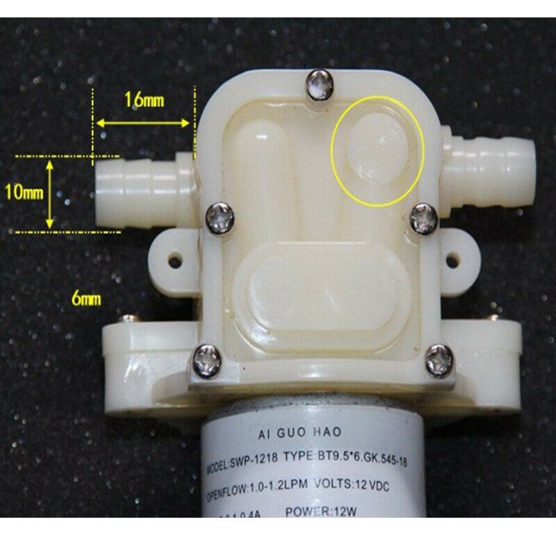 1.2LPM 12W 545 Elektrische Motor Micro Membraanpomp Kleine Zelfaanzuigende Waterpomp Dc 12V Grote Stroom diafragma 10Mm Brand