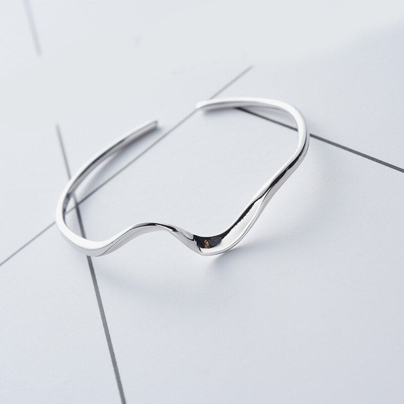 Pulsera de estilo Simple de línea retorcida de Jade hueco de Pin de Plata de Ley 925