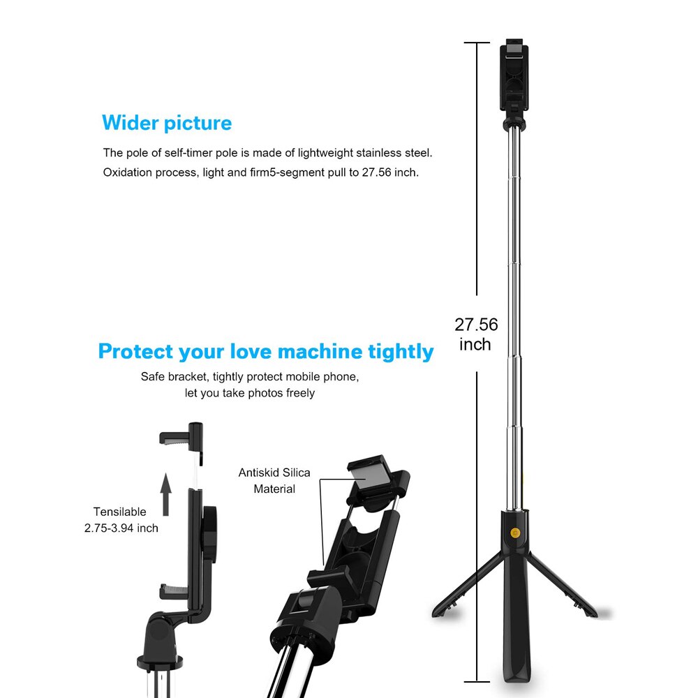 Alle In 1 Draadloze Bluetooth Selfie Stok Mini Statief Uitschuifbare Monopod Universele Voor Iphone Android