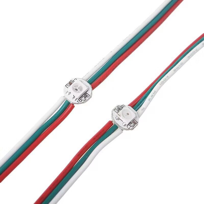 100 pixel/string WS2812B/SK6812 5V RGB adressierbare 10mm runde pixel licht; IP20;5cm/10cm/15cm/20cm abstand; klar/rgb/schwarz draht
