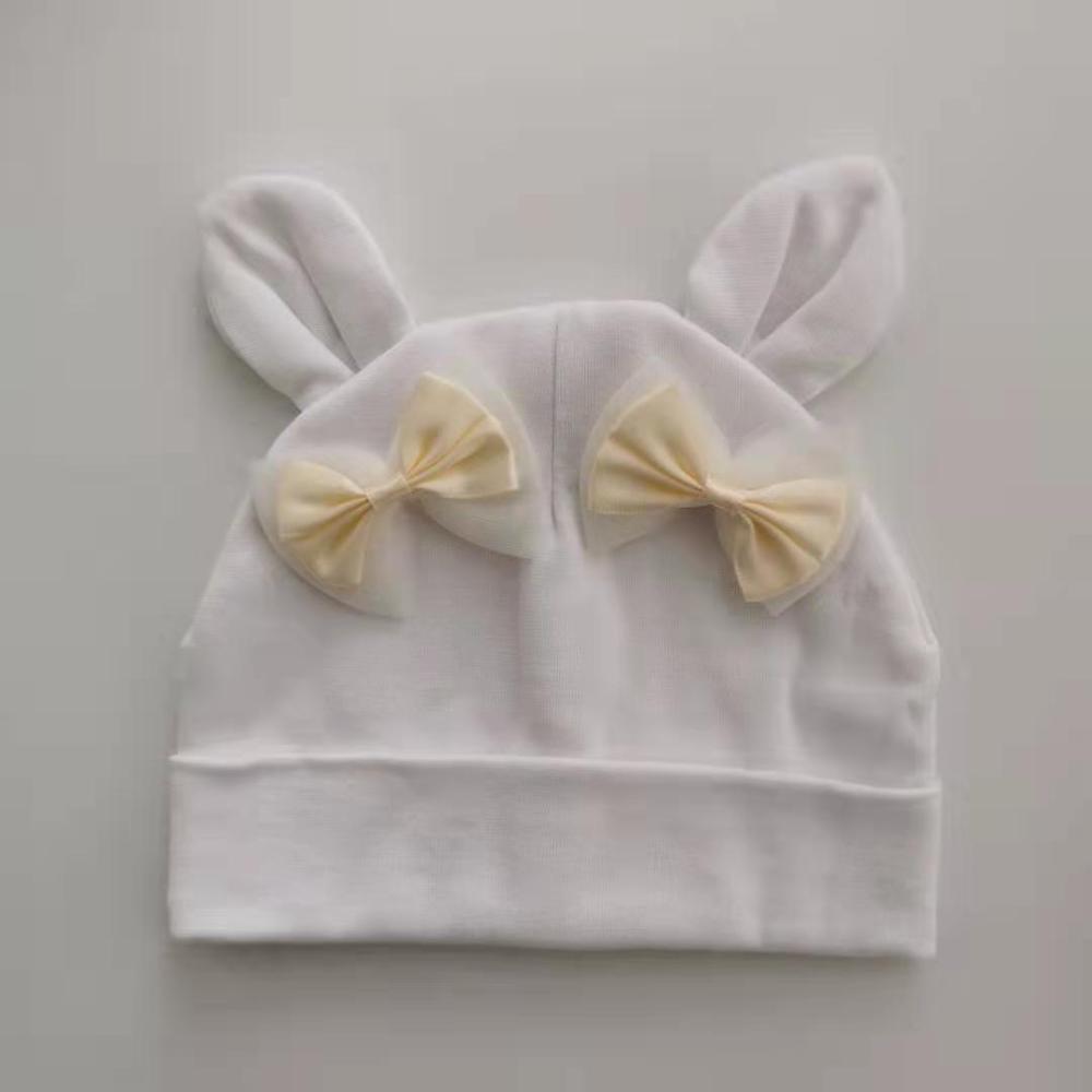 Babymutsje met konijnenoren, katoenen muts met oren, vlinderknoop, melamine strik, meisjesgebreide muts voor meisjes, kinderen