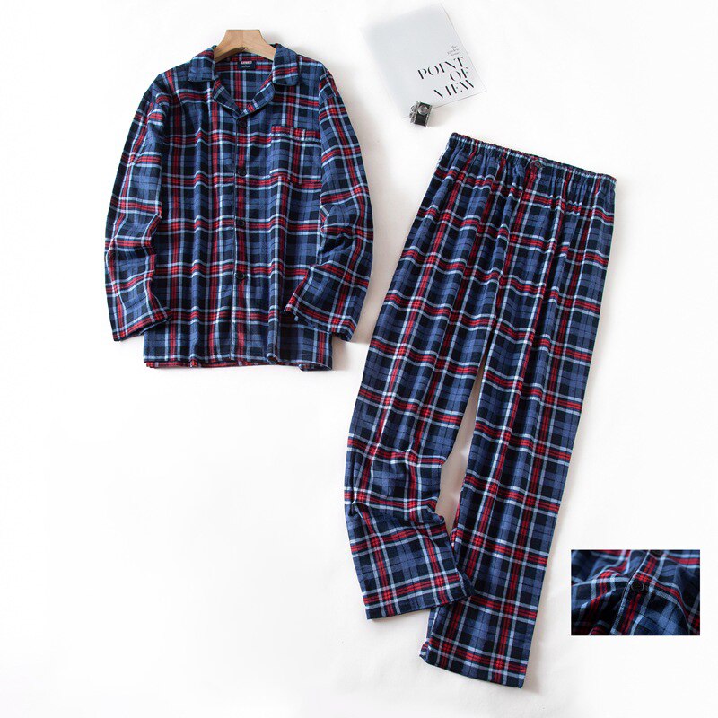 Plus Size S-7XL Mannen Winter Casual Katoenen Pyjama Sets Lange Mouw Tops &amp; Broek Nachtkleding Sets Pyjama Mannelijke Homewear Lounge kleding: XL