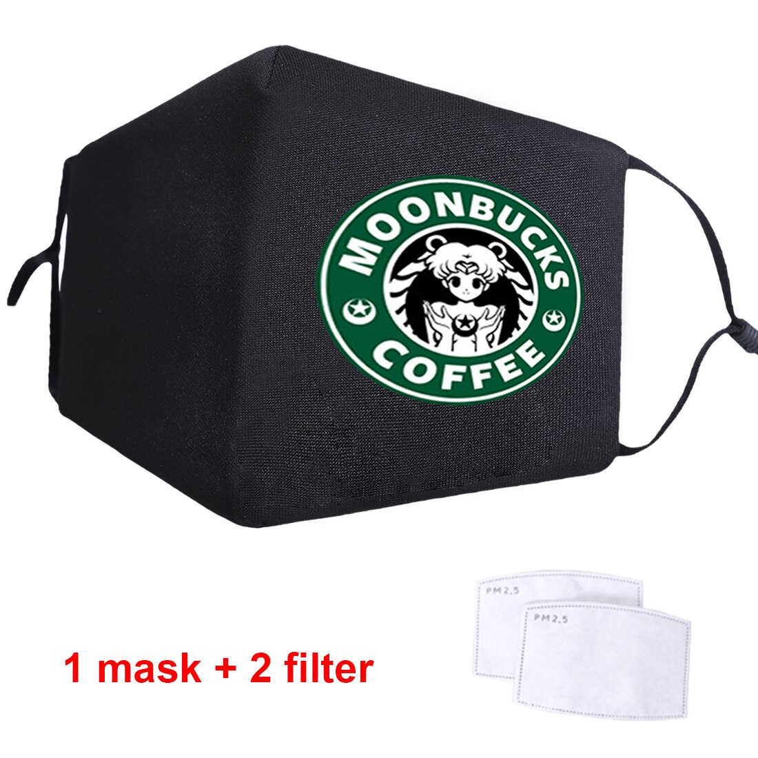 Sailor moon sød dejlig japan anime vaskbar anti-støv mund ansigtsmaske voksen sort anti-støv ansigtsbeskyttende muffel cover maske: C0351