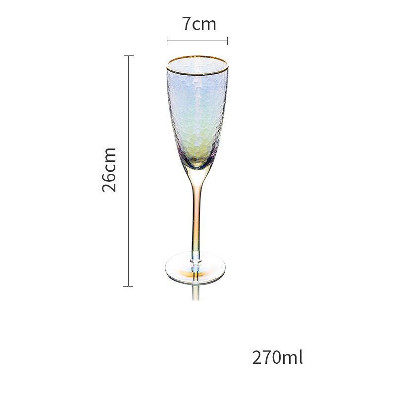 Copa de vino chapada en oro martillado, copas de champán sin plomo, copa de cóctel, suministro de artículos para beber: B  26x7cm