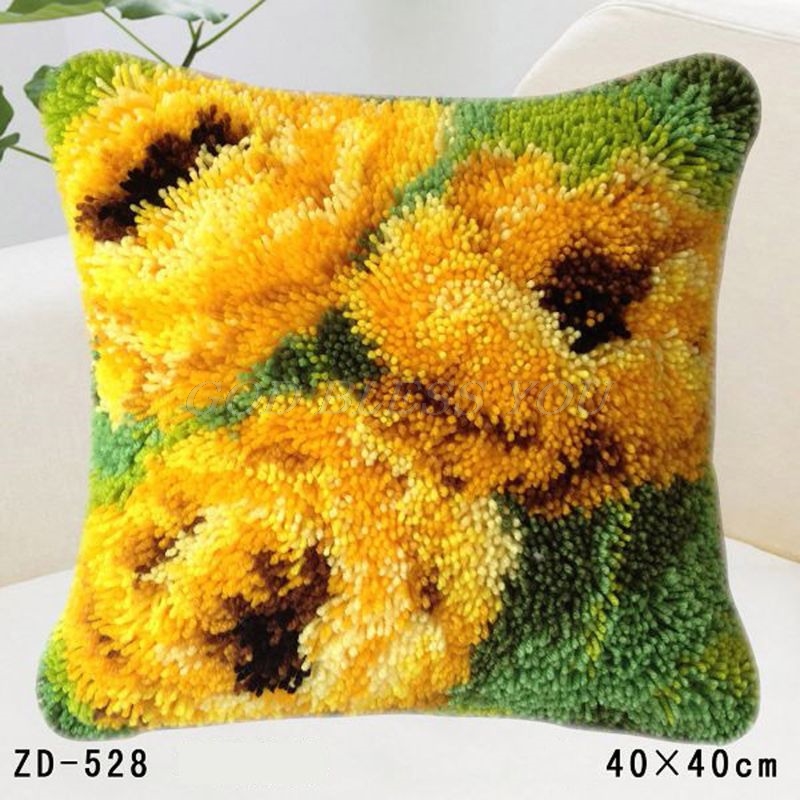 Flowers Grass Coarse Wool Latch Hook Kits DIY Cross Stitch Carpet Embroidery Plant Series Segment Embroidery DIY Rug Hooking Set: 528