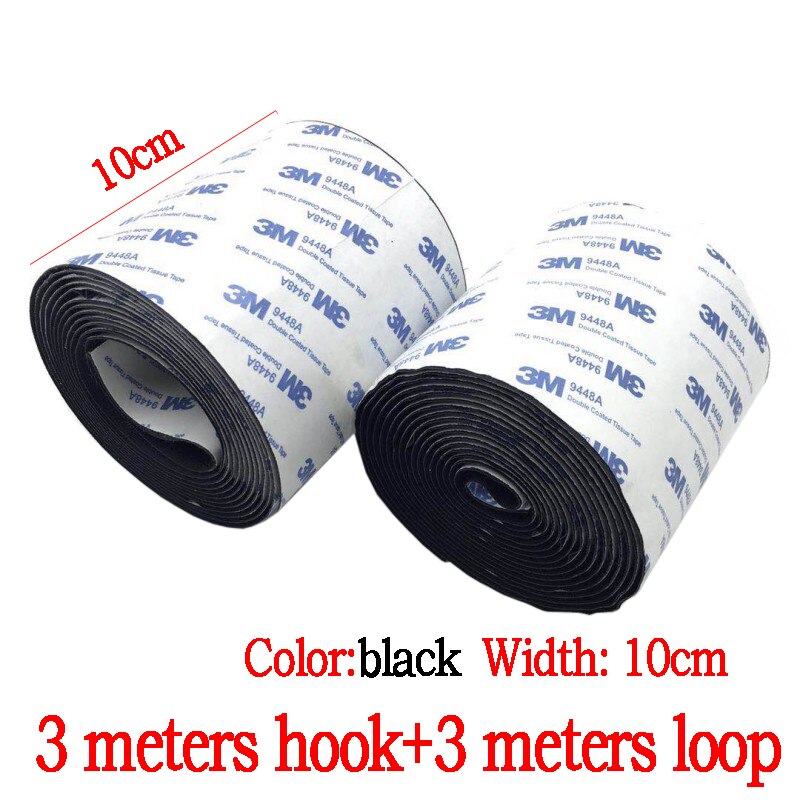 Bande auto-adhésive en Nylon 3M, mètre/lot forte, auto-adhésive, velcro, pour accessoires de bricolage: 10cm Black