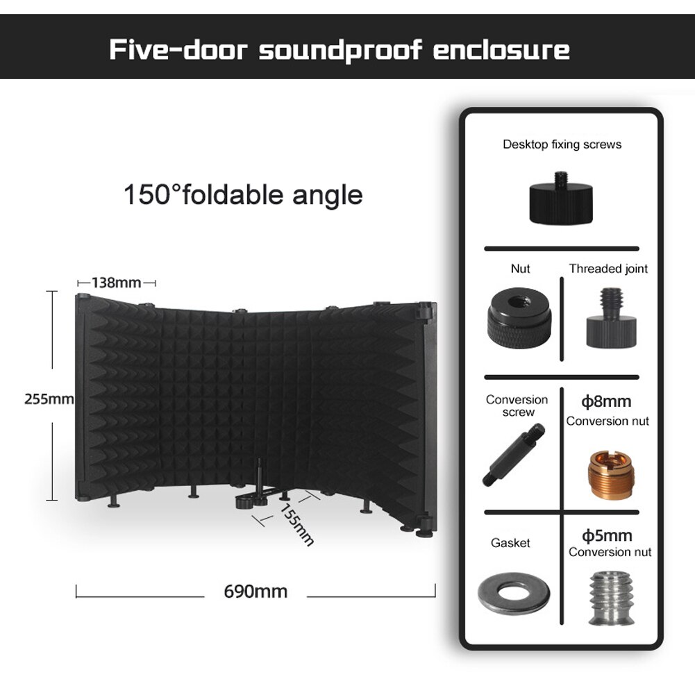 Recording Microphone Wind Screen Board Sound-absorbing Cover Microphone Sound Insulation Screen Sound-proof Plate studio screen