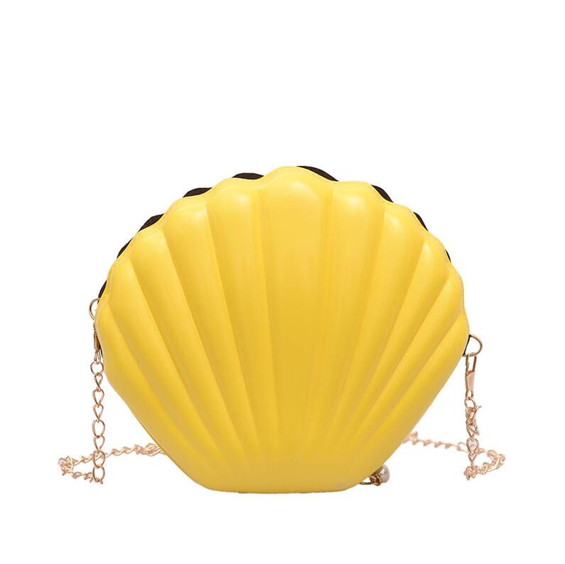 Yogodlns Vrouwen Wilde Mode Shell Zakken Keten Schoudertas Parel Rits Vrouwen Pvc Zak Zomer Mini Messenger Bags: Yellow