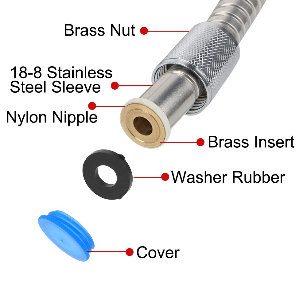 Plumbing Hose Rainfall Shower Hose Pipe Fittings Bathroom Accessories 1.2m/1.5m/2m Flexible Soft Water Pipe