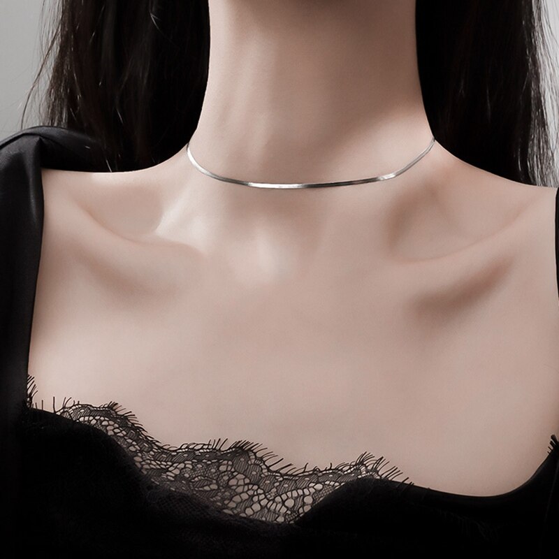 Visgraat Snake Chain Choker Ketting Goud Kleur Voor Vrouwen Sleutelbeen Keten Ketting