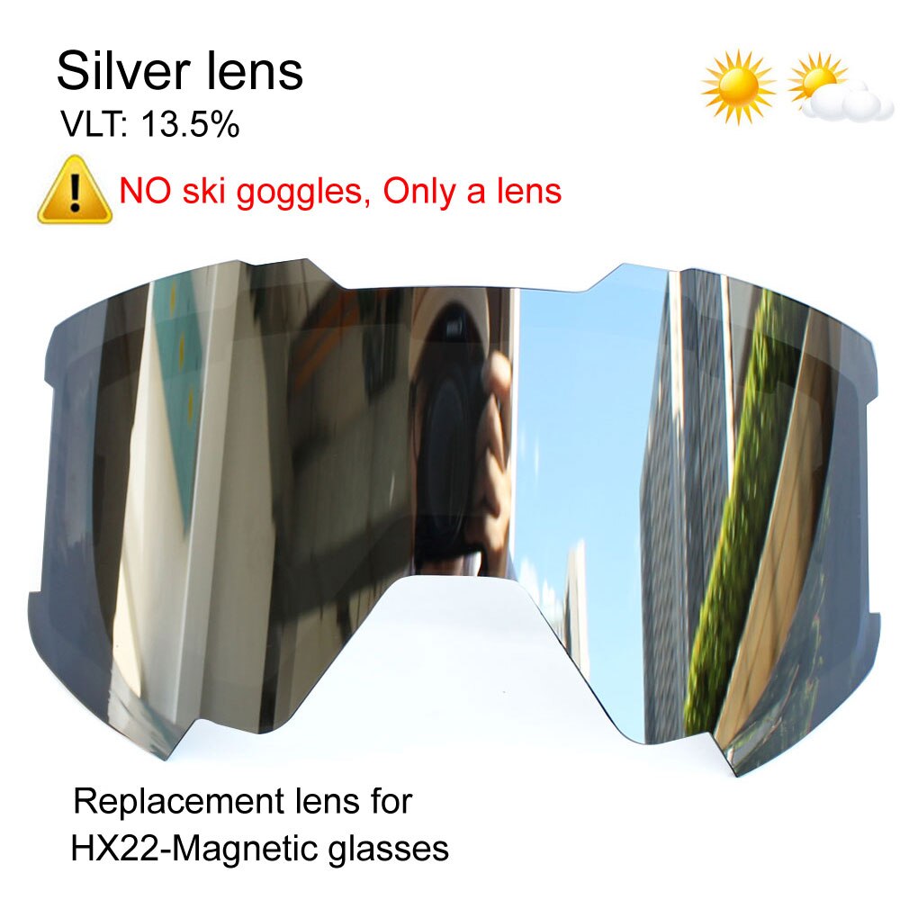 Magnetic Ski Goggles Double Layer Polarized Lens Skiing Anti-fog UV400 Snowboard Goggles Men Women Ski Glasses Eyewear: Silver lens only