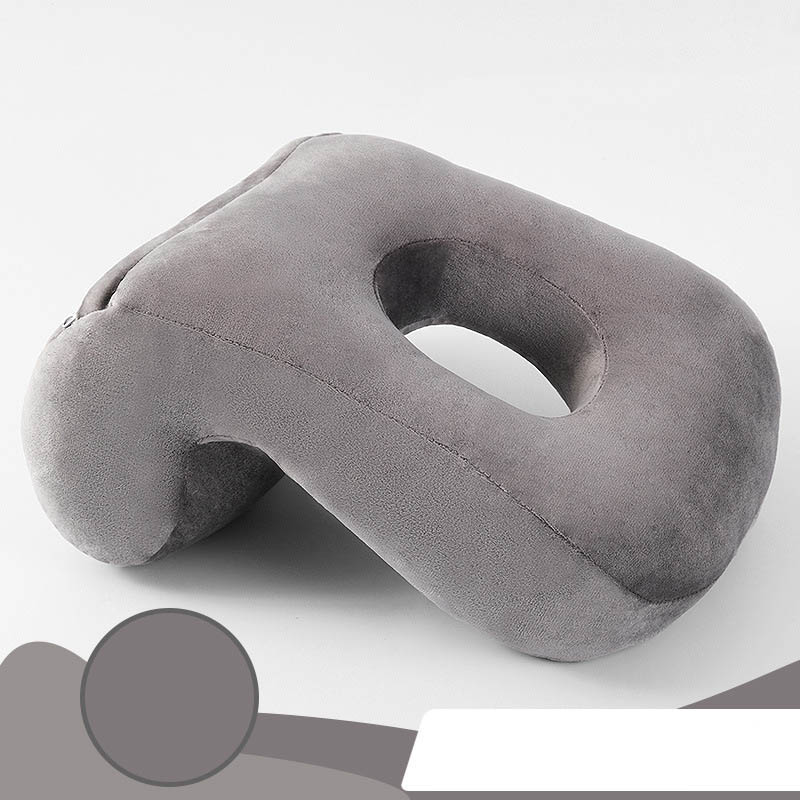 Oreiller de bureau pour la sieste et le cou, avec ajouré, pour le dos et le visage, décoration de la maison: Grey A