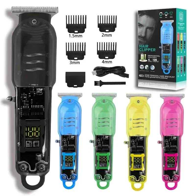 Hair Cut Machine Rechargeable Hair Clippers Transparent Clippers Electric Hair Trimmers Shaver for Men Cordless