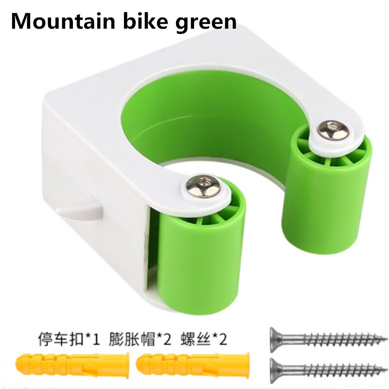 Estante de estacionamiento para bicicleta con hebilla, gancho de pared portátil, expositor para bicicleta de montaña o carretera, soporte vertical para almacenaje: A green