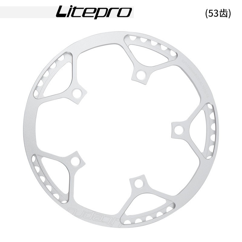 Litepro-Juego de platos y bielas para bicicleta, juego de bielas para bicis plegables 130 BCD BMX de una sola velocidad 130bcd 45 47 53 56T 58 T diente 1x Mtb: only ring 53 silver