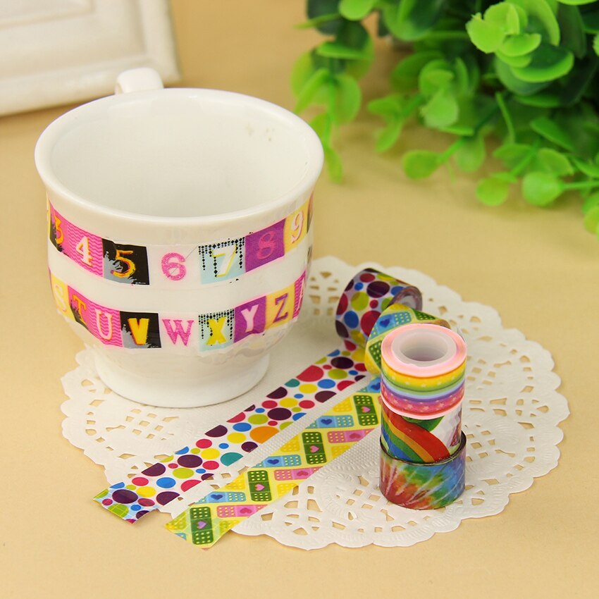 Cinta adhesiva decorativa para manualidades, Mini cintas de colores, 10 unidades por lote