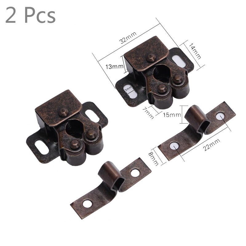 2 stk dørlukker stopper magnet spjeld buffer skap fanger holder med skruer garderobe hardware møbler beslag: Rød bronse 2 stk