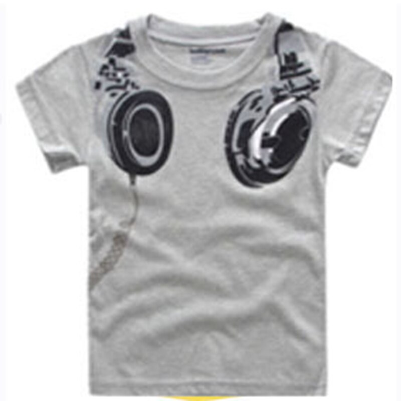 Top Kids Kleding Korte Mouw Tops T-shirt Tees Hoofdtelefoon Print T Shirt Meisjes Tops Jongens T-shirts Kids Shirt kinderen kleding