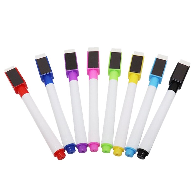 8 Droog Uitwisbare Markers-Whiteboard Markers Met Cap Gemonteerde Gum Whiteboard Markers, lage Geur Fine-Punt Markers