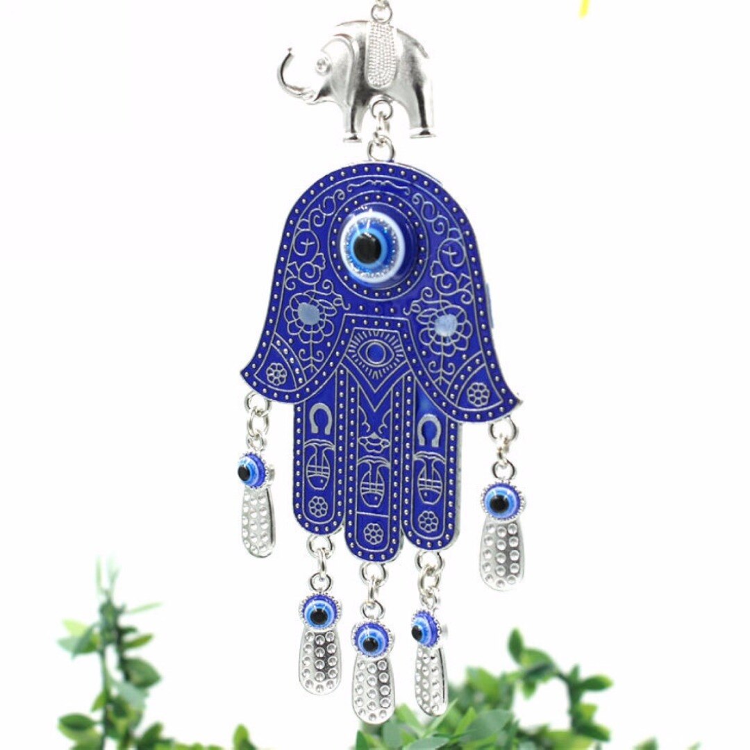 Turkish Blue Evil Eye Hamsa Hand Amulet Wall Protection Hanging Cars Home Decor