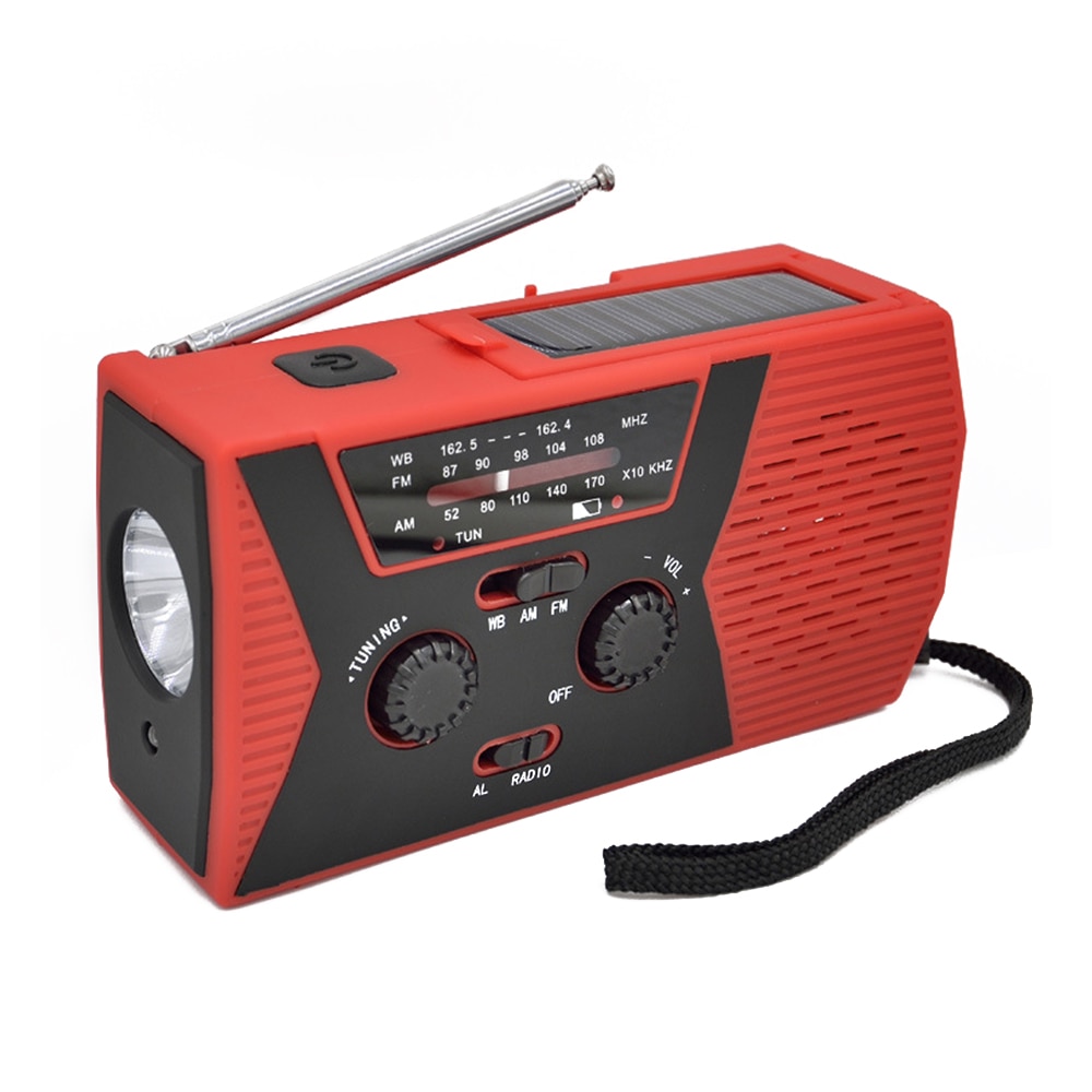 Hand Radio Solar Crank Dynamo Powered Am/Fm Weer Waterdichte Radio Gebruik Emergency Led Zaklamp En Power Bank