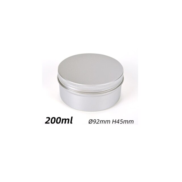 5ml-250ml kosmetiske aluminiumsdåser aluminiumskasser sølv aluminiumsdåser dåser skruetop rund lys krydderi dåser dåser lågbeholdere: 200ml