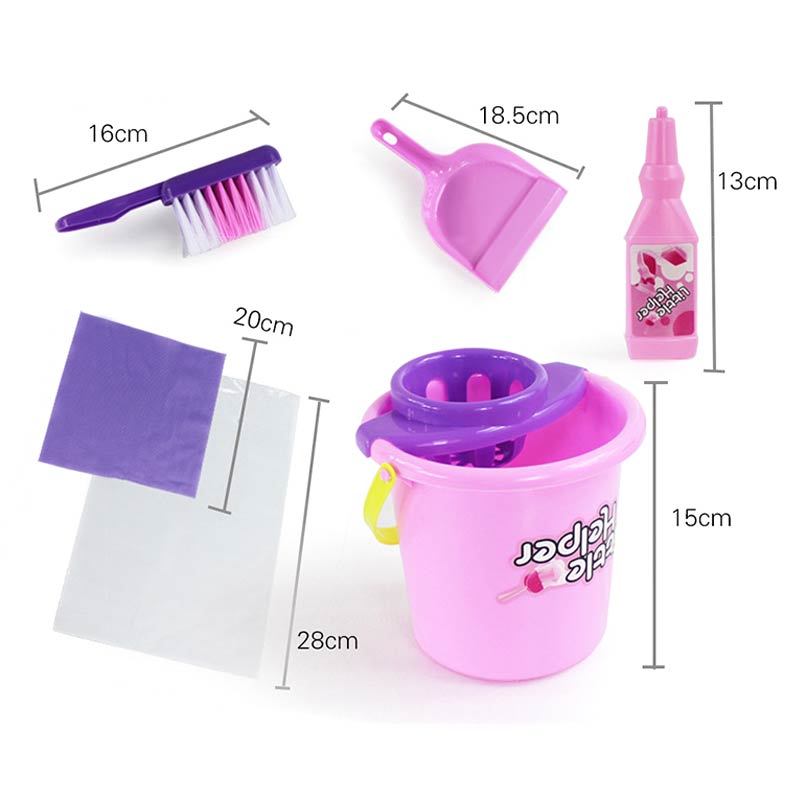 1 Set Kids Kinderen Rollenspel Speelgoed Simulatie Cleaning Kit Multi-Functionele Veiligheid Plastic EIG88