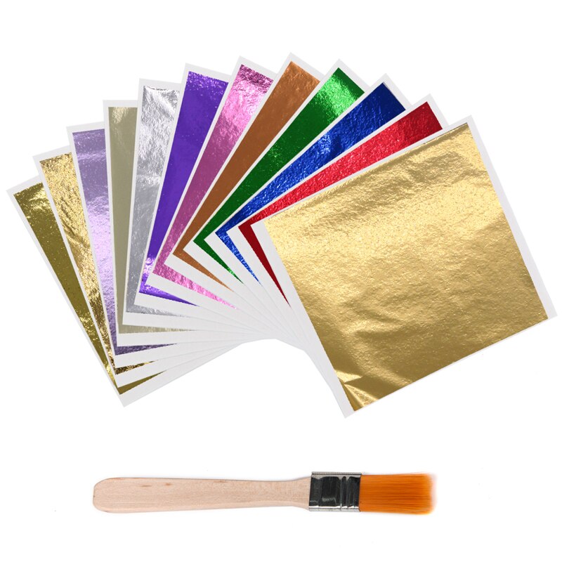 Aomily 8x8.5cm 10 Sheets Practical K Pure Shiny Gold Leaf for Gilding Funiture Lines Wall Crafts Handicrafts Gilding Decoration
