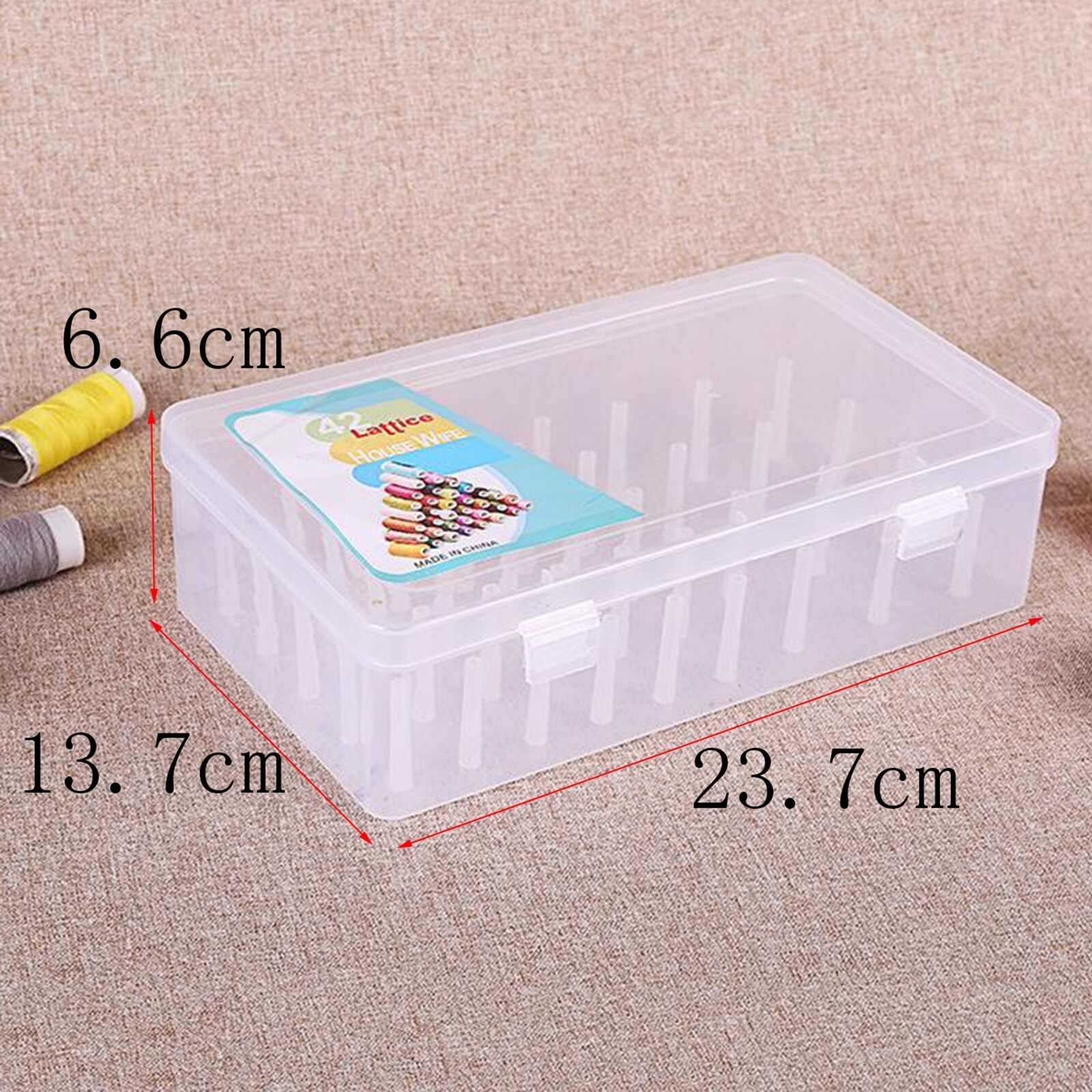 Caja de almacenamiento de hilo vacío con 42 carretes, caja para bobinas, carretes de bordado, hilos de punto cruz, contenedor, estuche protector