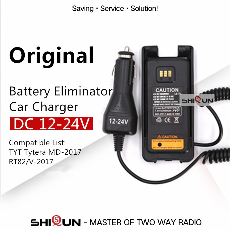 12V 24V Original DC7.4V Batterie Eliminator Auto Ladegerät für TYT DMR Radio MD Kompatibel mit RT82/V /MD