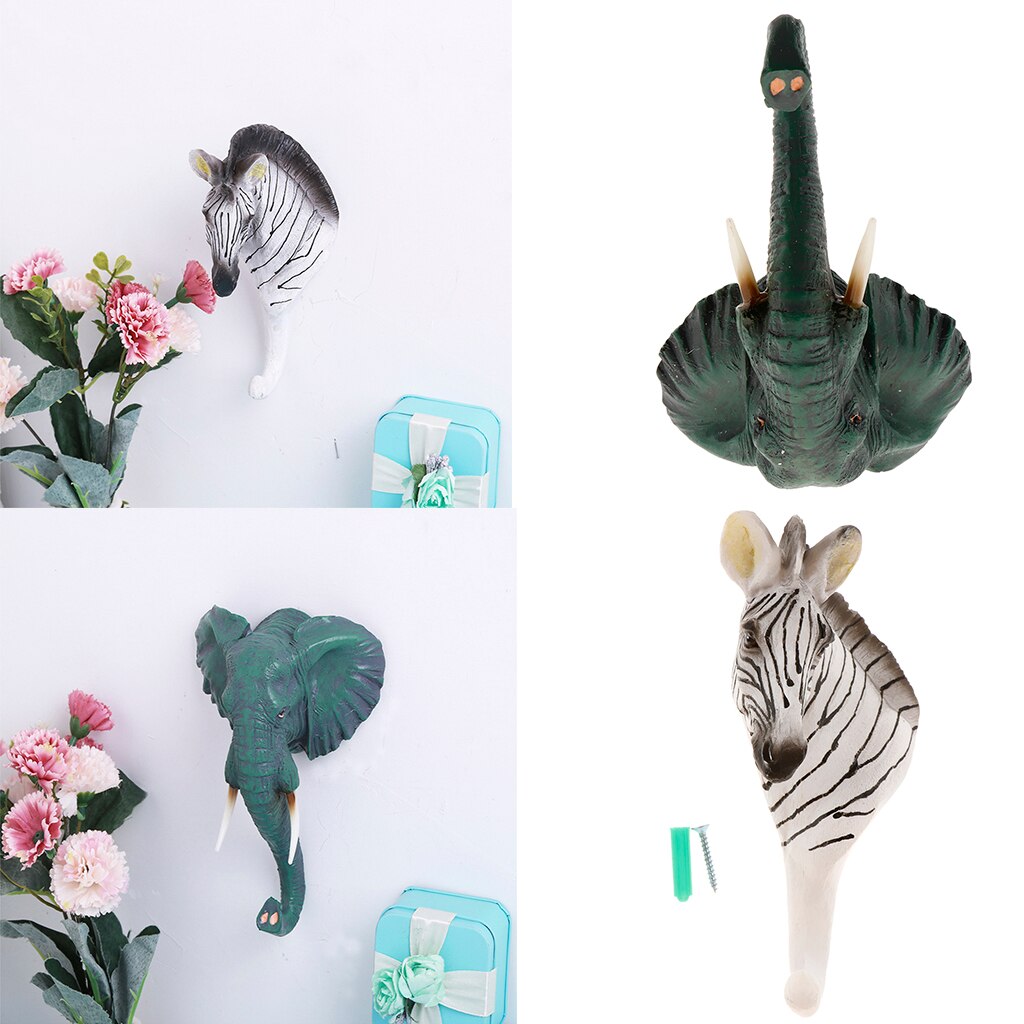 Crochet pour tête d'animaux de Style nordique 3x | Décor de tête d'éléphant zèbre girafe, porte-manteau pour clés, étagère pour salle de bain, bureau, maison