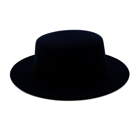 DINGDNSHOW-Sombrero Fedora a la , Sombrero de lana para Hombre, Gorra de invierno, sombreros de fieltro para mujer, Sombrero plano para Hombre: black adult