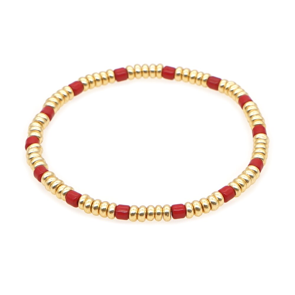Go2 boho guldfarvet beaded armbånd til kvinder smykker boho armbånd elastisk pulsera mujer moda emalje perler smykker: Tob 200004a