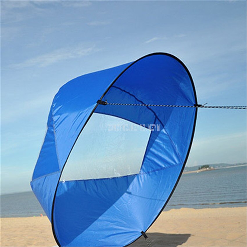 Bote de remos plegable de tamaño grande de 42/108cm para Kayak, vela de viento descendente, remo de canoa con ventana transparente, accesorio para barco a la deriva: Azul