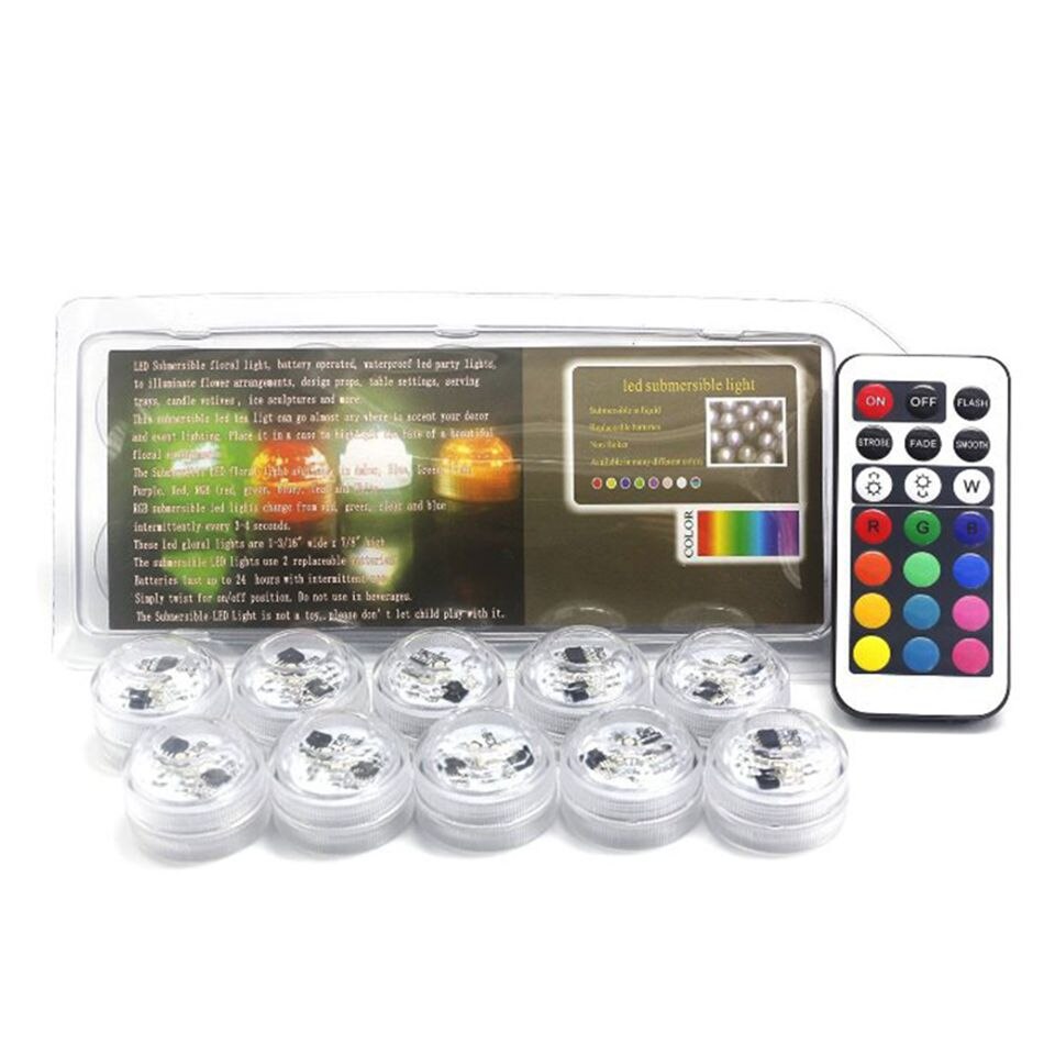 IP68 Waterproof Battery Operated Multi Color Submersible LED Underwater Light for Fish Tank Pond Swimming Pool Wedding Party