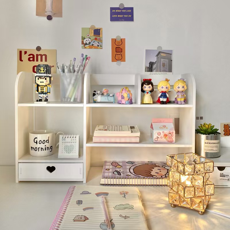 Dubbellaags Desktop Organizer Rek Briefpapier Bureau Accessoires Opslag Desktop Cosmetica Organisatoren Opbergplank