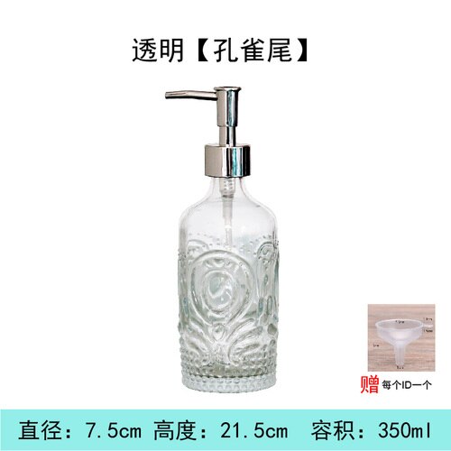 Newyearnew 350ml glazen flessen handwasmiddel emulsie zeepdispenser retro badkamerdecoratie accessoires: D