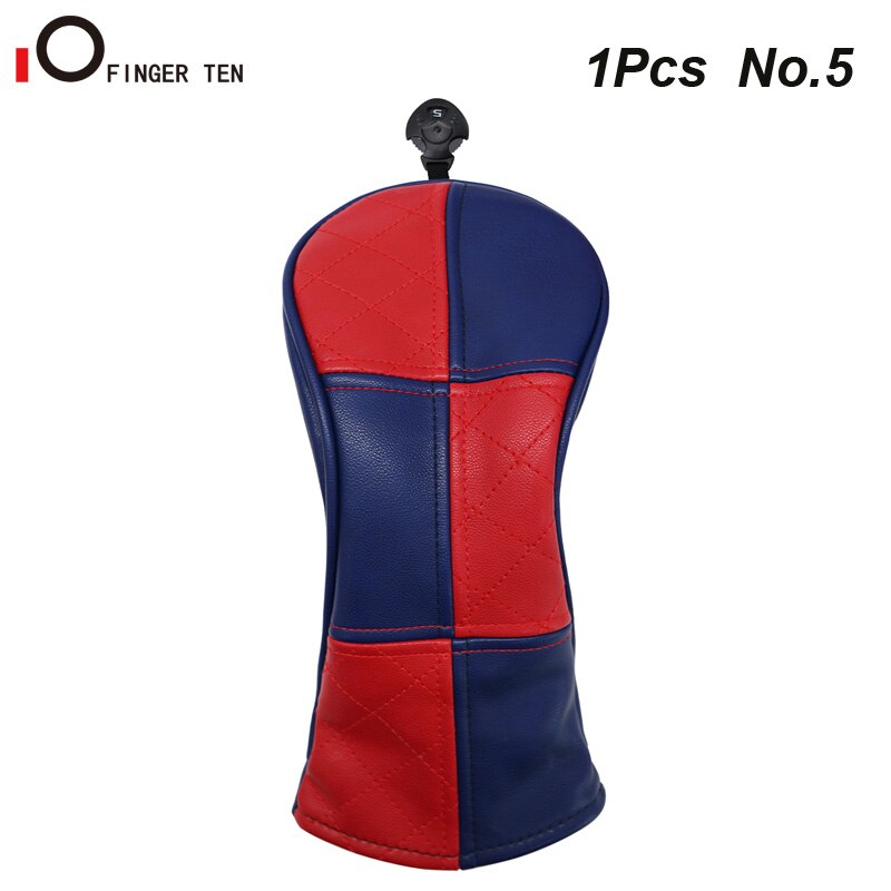 Deluxe Synthetic Leather Golf Head Covers for Woods Driver Fairway Rescue Club Cover No.1 3 5: 1Pc No.5-Red Blue