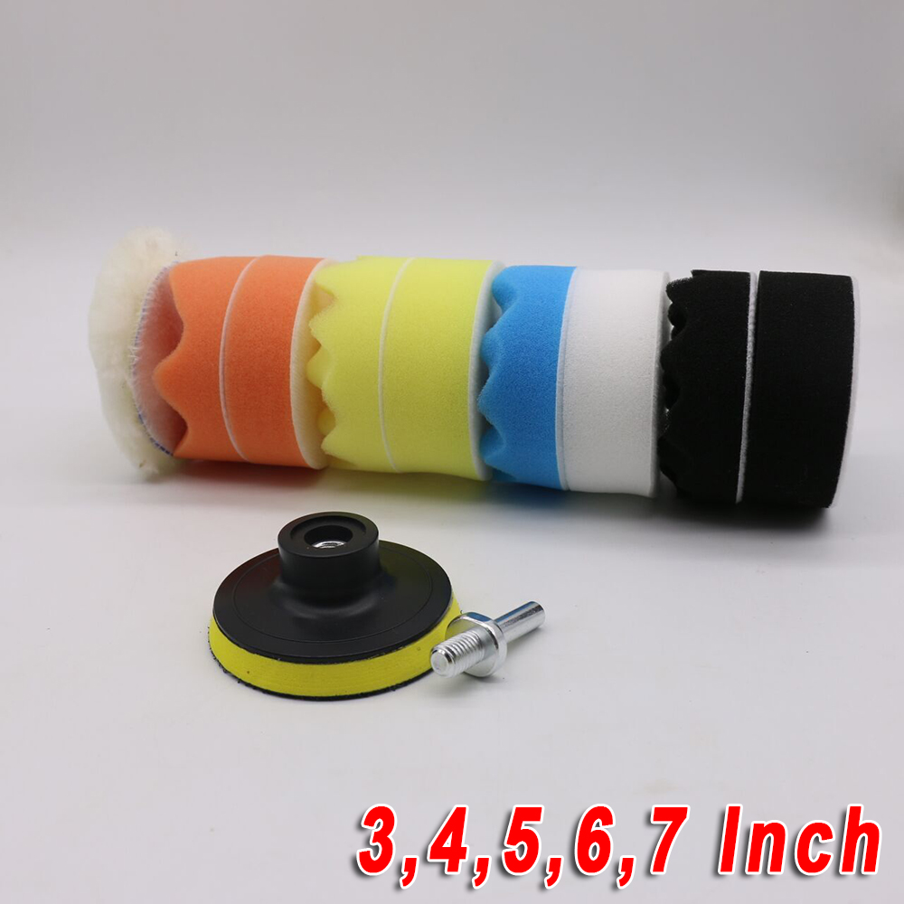 11PCS 3 4 5 6 7 Inch Polishing Pad Sponge Buff Buffing Kit Set For Car Polisher